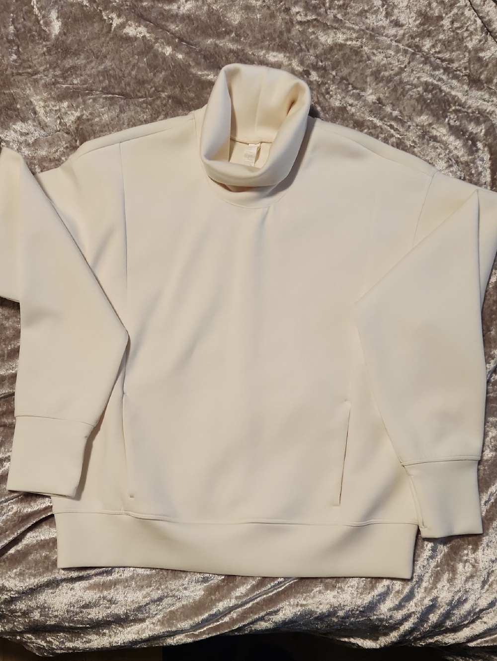 Zella Cream Cowl-Neck Pullover Sweater